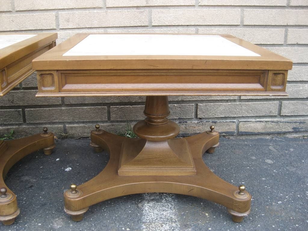 Pair of Hollywood Regency low square end tables or Gueridon, 
