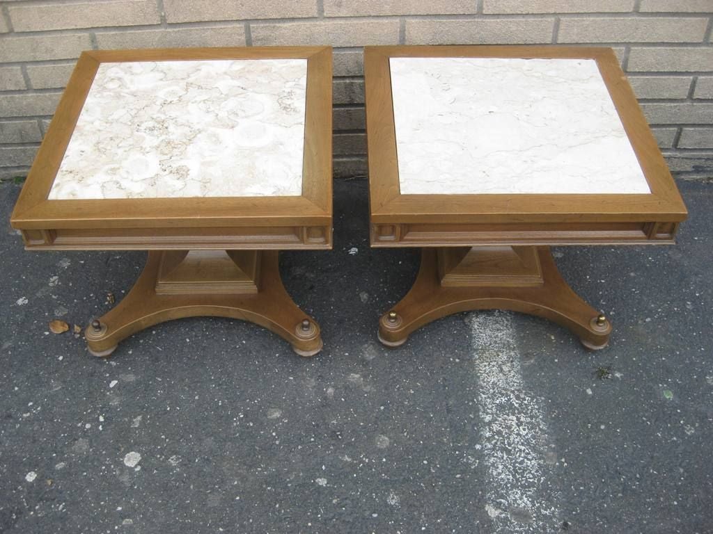 Pair of Regency Low Square End Tables, Gueridon In Good Condition For Sale In Bronx, NY