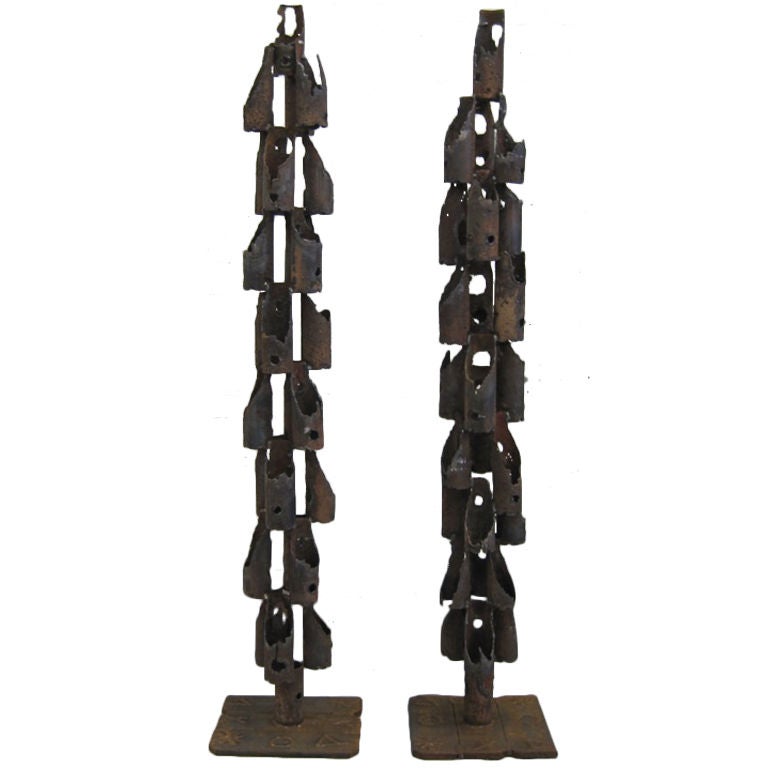 Spectacular tall Brutalist sculptures after Silas Seandel.
Priced individually.