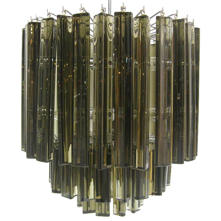 Rare Smoked Murano Crystal Chandelier By Camer For Sale
