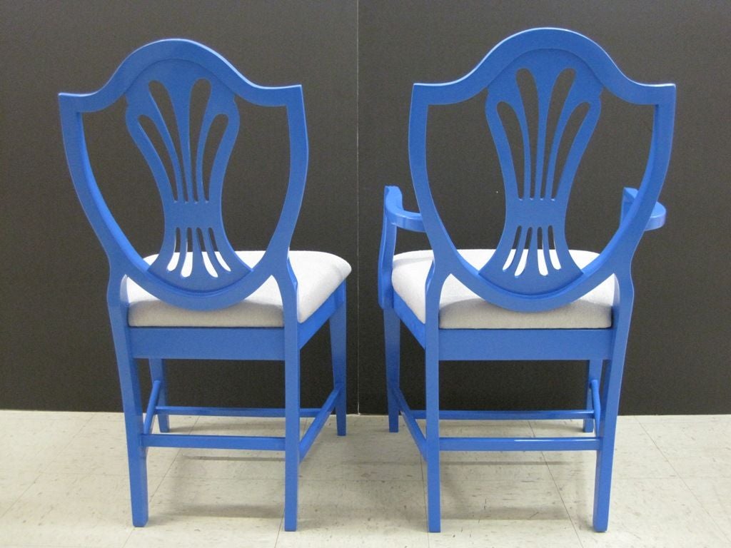 American Set of Six Blue Dining Chairs For Sale