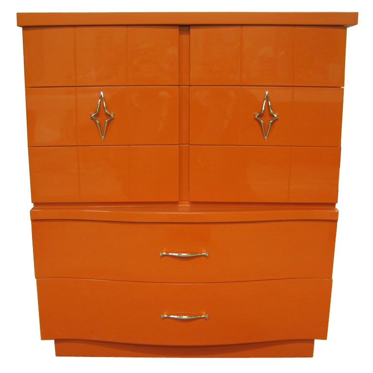 Stunning Art Deco Mid-Century Modern Cubist Highboy Dresser