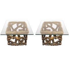 Pair of Ribbon End or Cocktail Tables