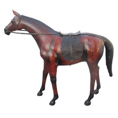 Abercrombie and Fitch Large Single or Pair of Leather Horse Sculptures
