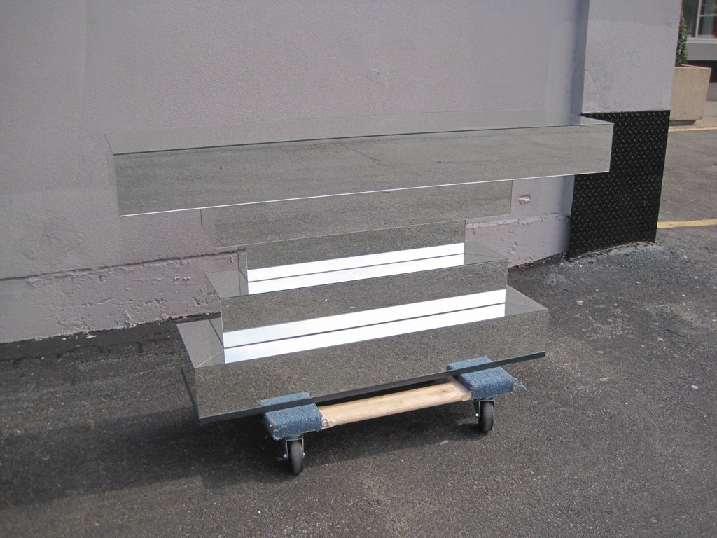 Mid Century Modern Floating Mirrored Console