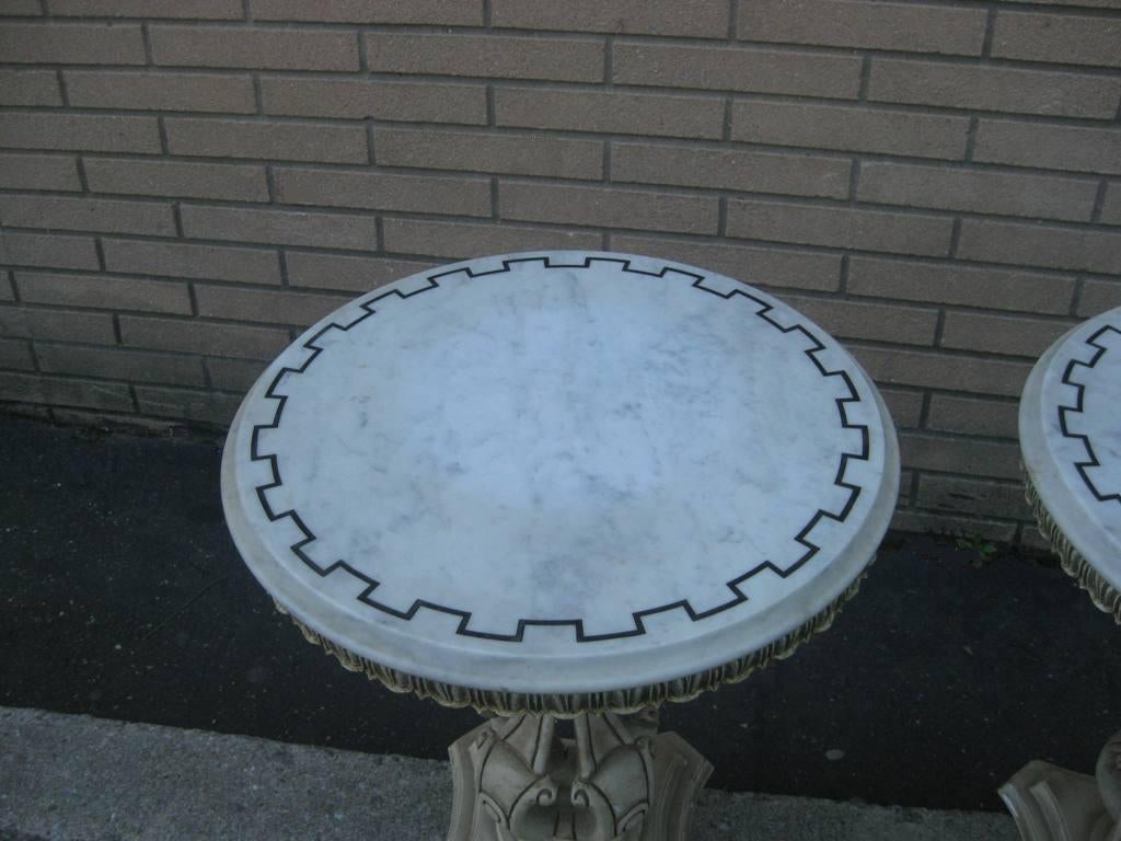 Hollywood Regency Pair of Small Round End Tables