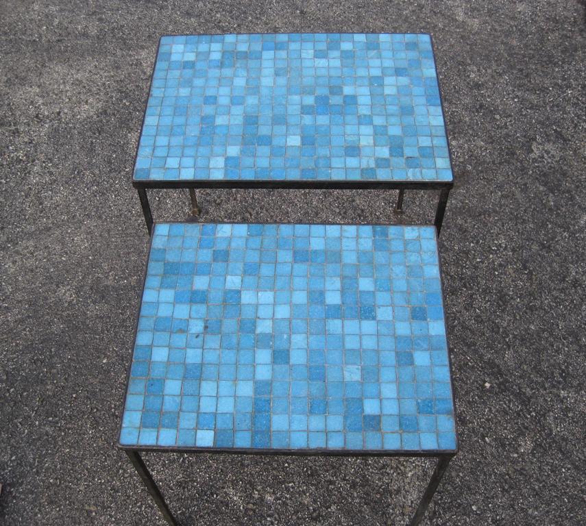 American Pair of Tile Nesting Tables