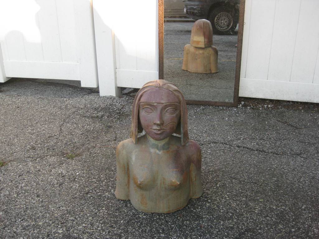 Neo classical bust sculpture after Fantoni, in  metallic like acid wash finish.