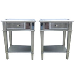 Pair of Tall Mirrored End Tables
