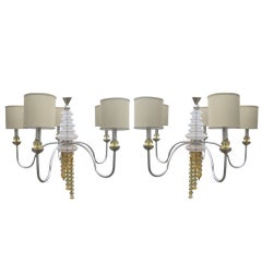 Pair of Glamorous Gio Ponti Style Chandeliers 2