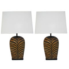 Vintage Pair of Tiger Stripe Lamps