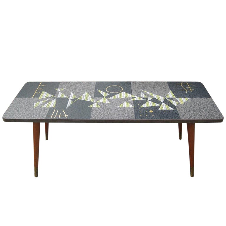 Signed Berthold Muller Miniature Mosaic Cocktail Table For Sale