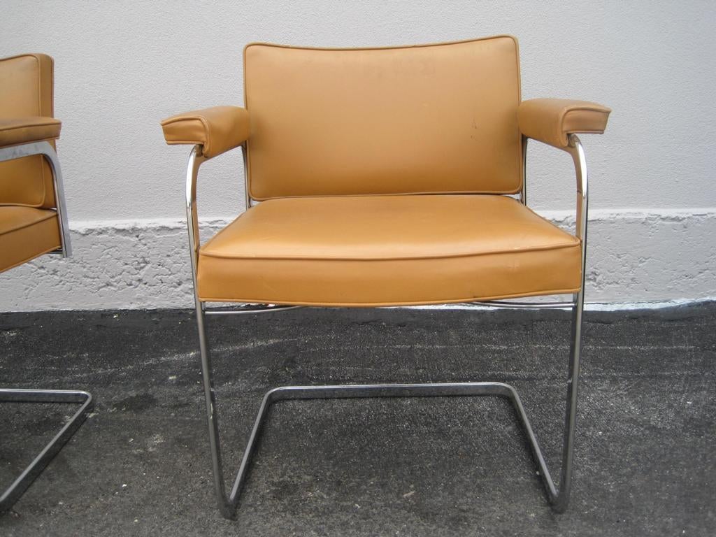 Pair of Flat Bar Chairs by Robert Haussmann from the School of Bauhaus.
