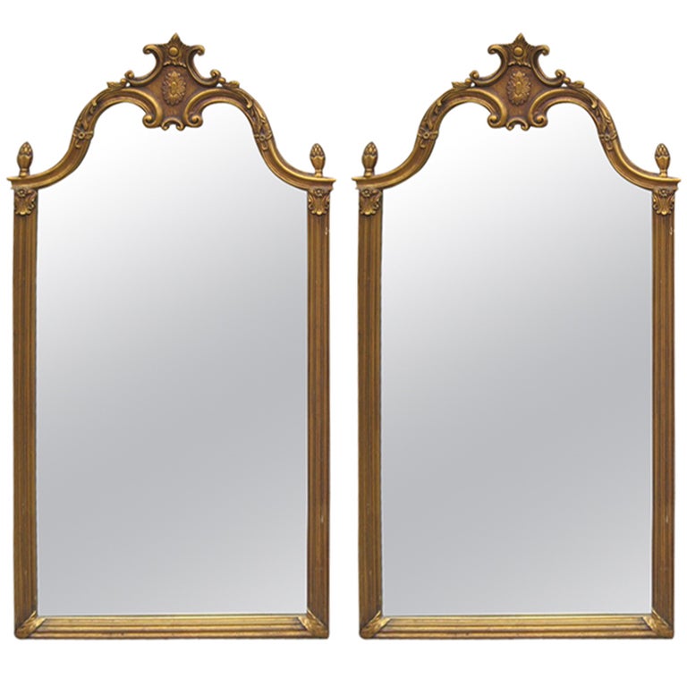 Pair of Tall Gilt Mirrors at 1stdibs