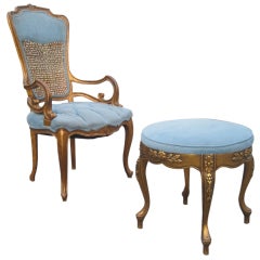 High Style Regency Single Chair and Ottoman 8