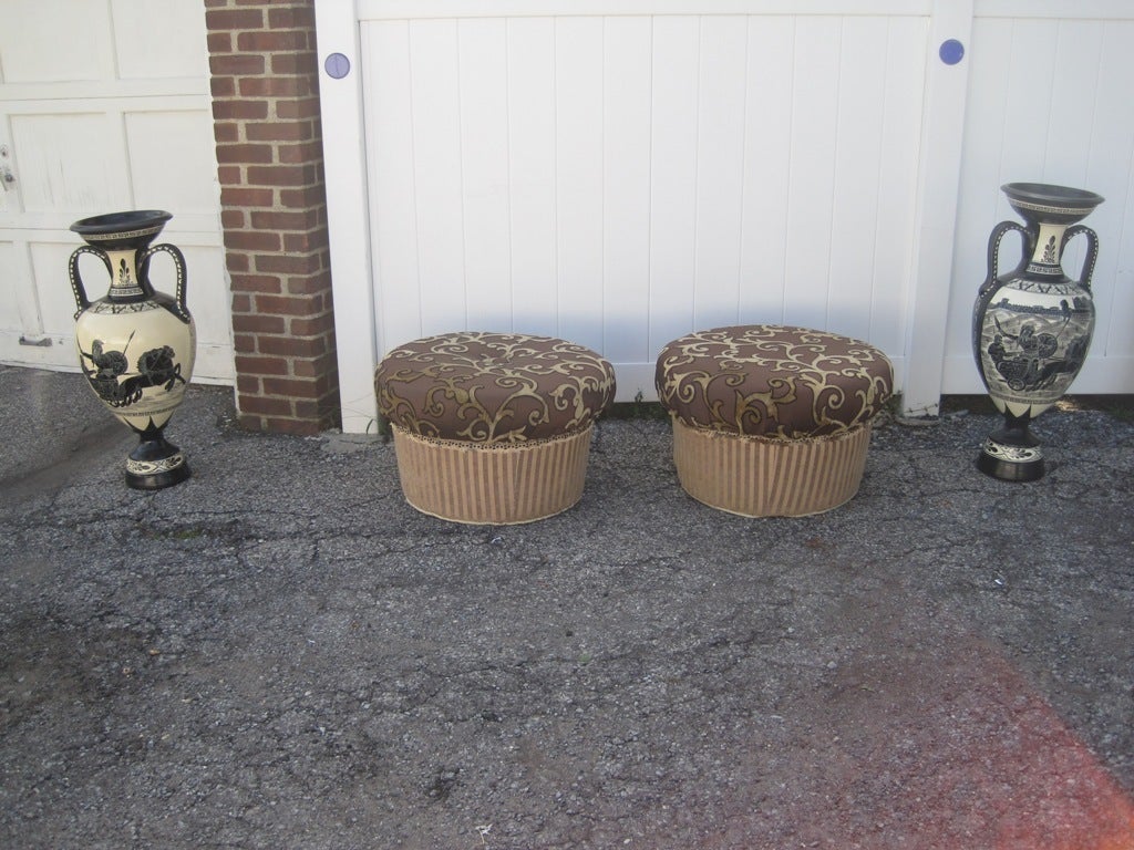 Mid-Century Modern Pair of Cupcake Ottomans For Sale