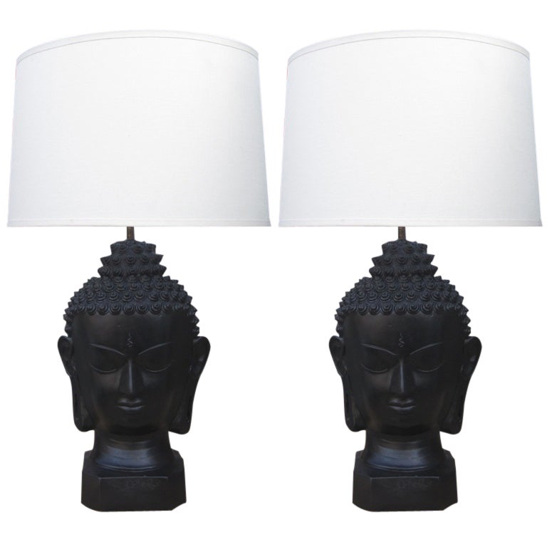 Pair of Buddha Lamps For Sale