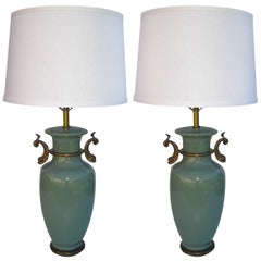 Pair of Undine Celadon Lamps