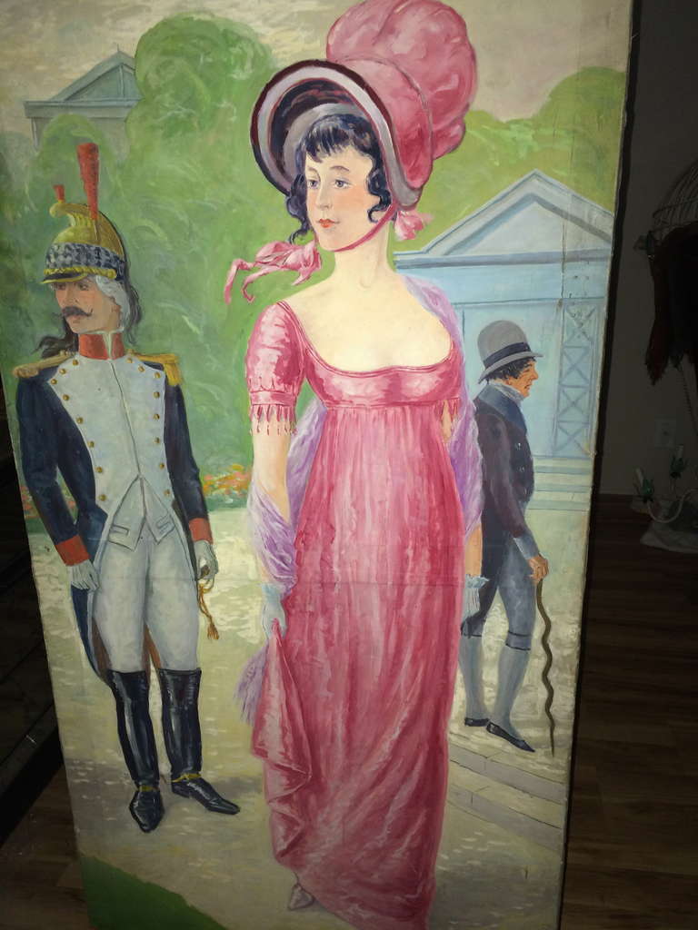 Vintage French  Hand Painted Screen