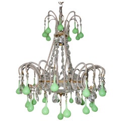 19c Green Opaline Drop Chandelier