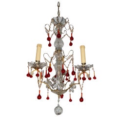19c Red Crystal Chandelier