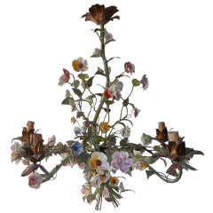 Fabulous French Floral Tole Chandelier