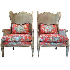 Pair Vintage Double Cain Chairs