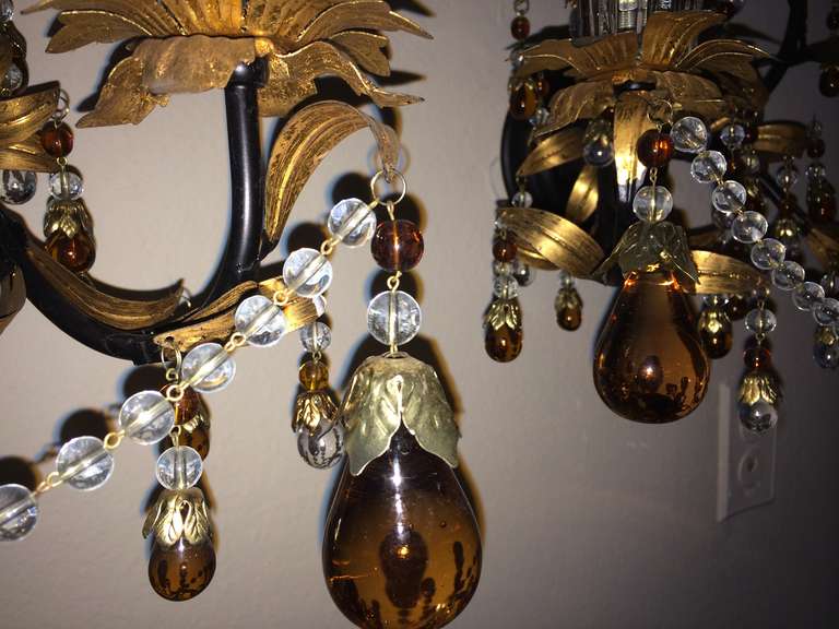 Vintage Pair of Crystal Spanish Revival Sconces