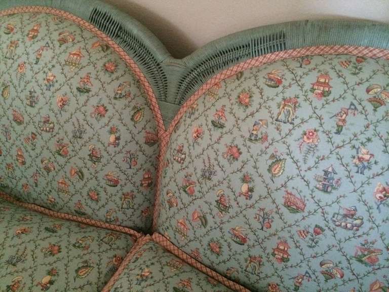 Vintage French Chinoiserie Whicker Settee