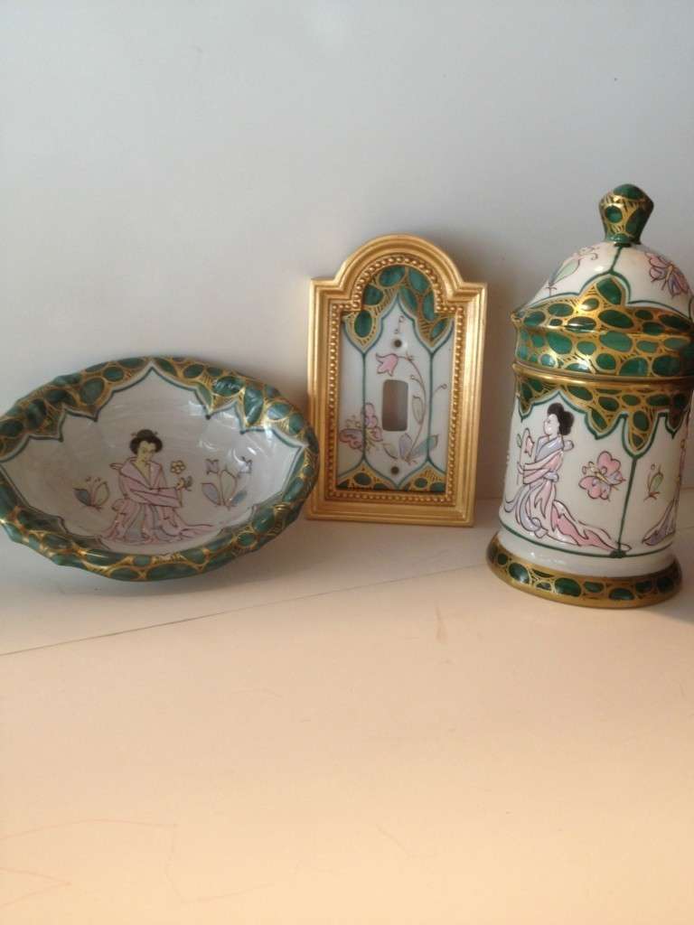 20th Century Vintage 37 Pc. Sherle Wagner Green Chinoiserie Bathroom Suite
