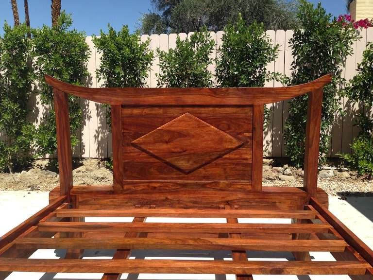 Vintage Teak Queen Size Bed Frame In Excellent Condition In Palm Springs, CA