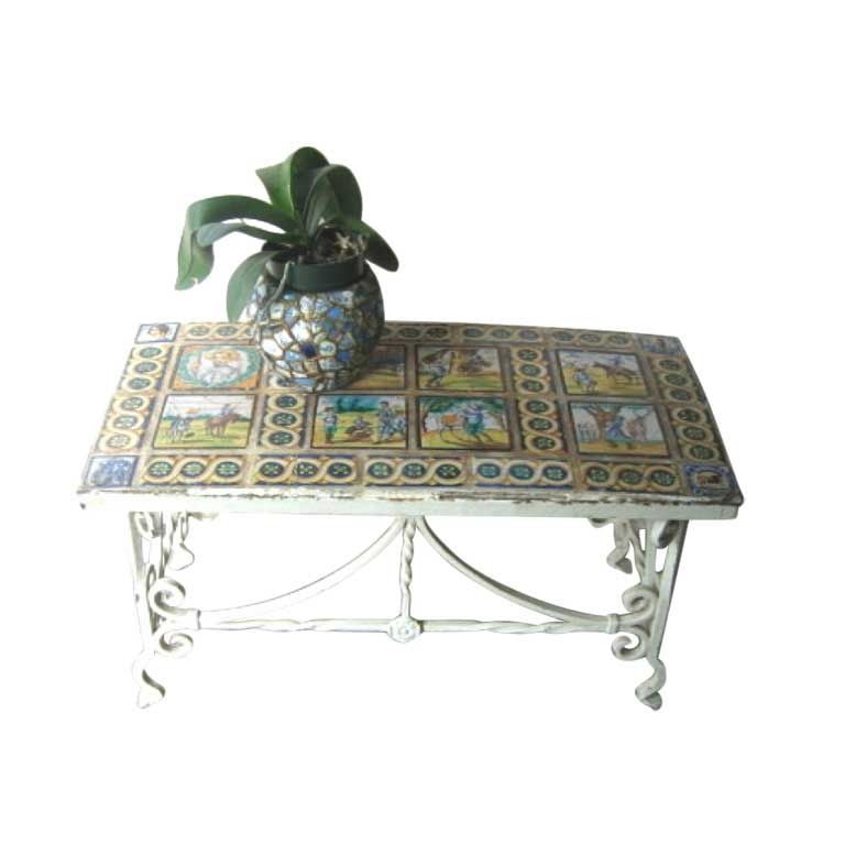 1920's Spanish Mission Tile Table Pictorial Hp Tiles For Sale
