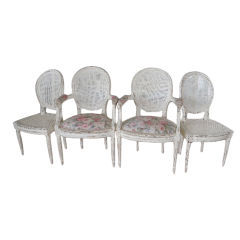 FRENCH COUNTRY DINING CHAIRS SET 4 ~ Oval Cane Backs