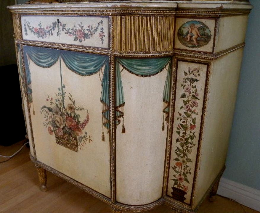 American Antique  French China Hutch  HP ROSE GARLANDS &  BASKETS