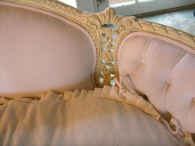 Mid-20th Century Heavily Carved White Sofa 1930's Era   Slipcover