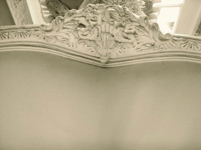 Heavily Carved White Sofa 1930's Era   Slipcover 1