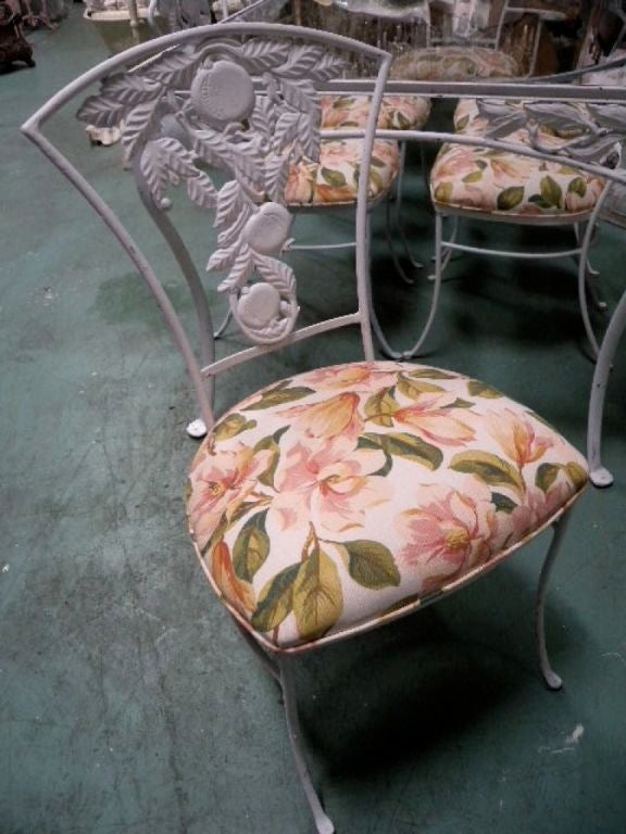 1950's Woodard Lg Patio Table Six Chairs Pomegranate Pattern 3