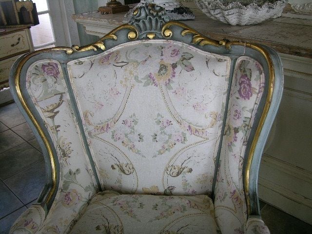 Pair Vintage French Hand Painted Chairs