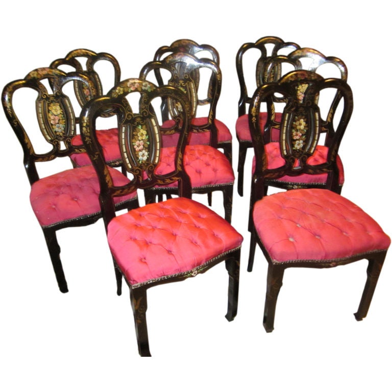 Set 8 Shabby Chic Dining Chairs For Sale on 1stDibs