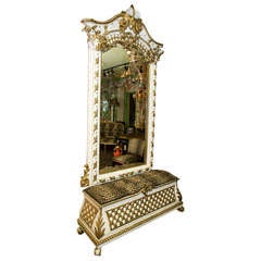 19th Century Italian Mirror with Bench