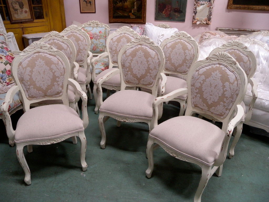 American Vintage 1960's French Country Dining Chairs Set of 8 For Sale