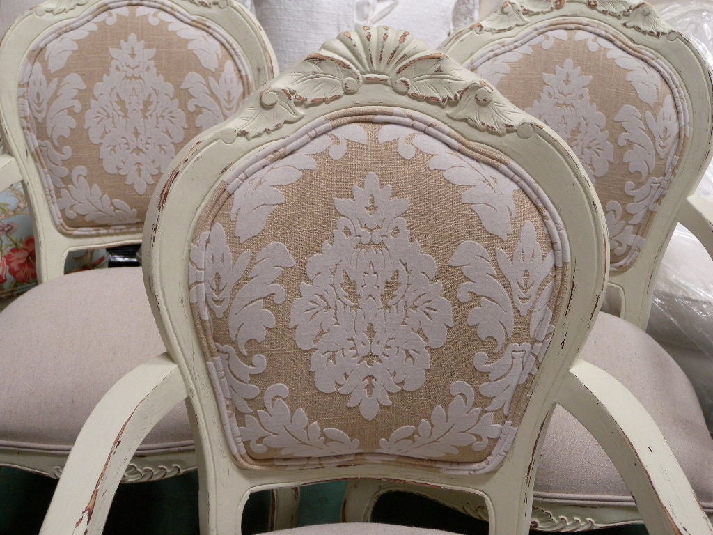 Vintage 1960's French Country Dining Chairs Set of 8 For Sale 1