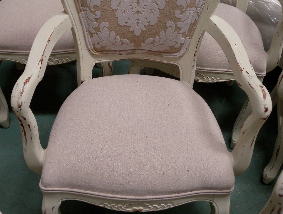 Vintage 1960's French Country Dining Chairs Set of 8 For Sale 2