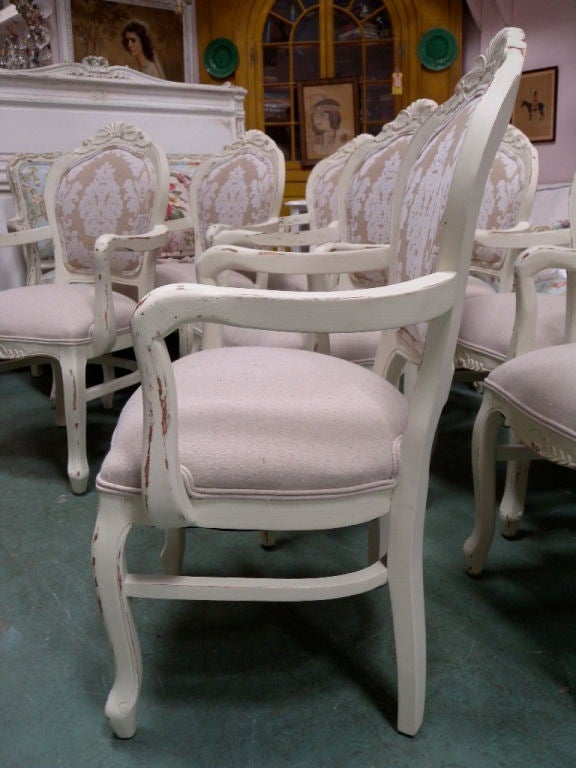 Vintage 1960's French Country Dining Chairs Set of 8 For Sale 4