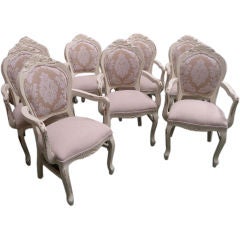 Vintage 1960's French Country Dining Chairs Set of 8