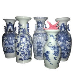 Antique 19c Collection Of Chinese Vases