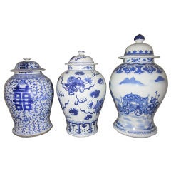 19c Collection of Chinese Blue and White Ginger Jars