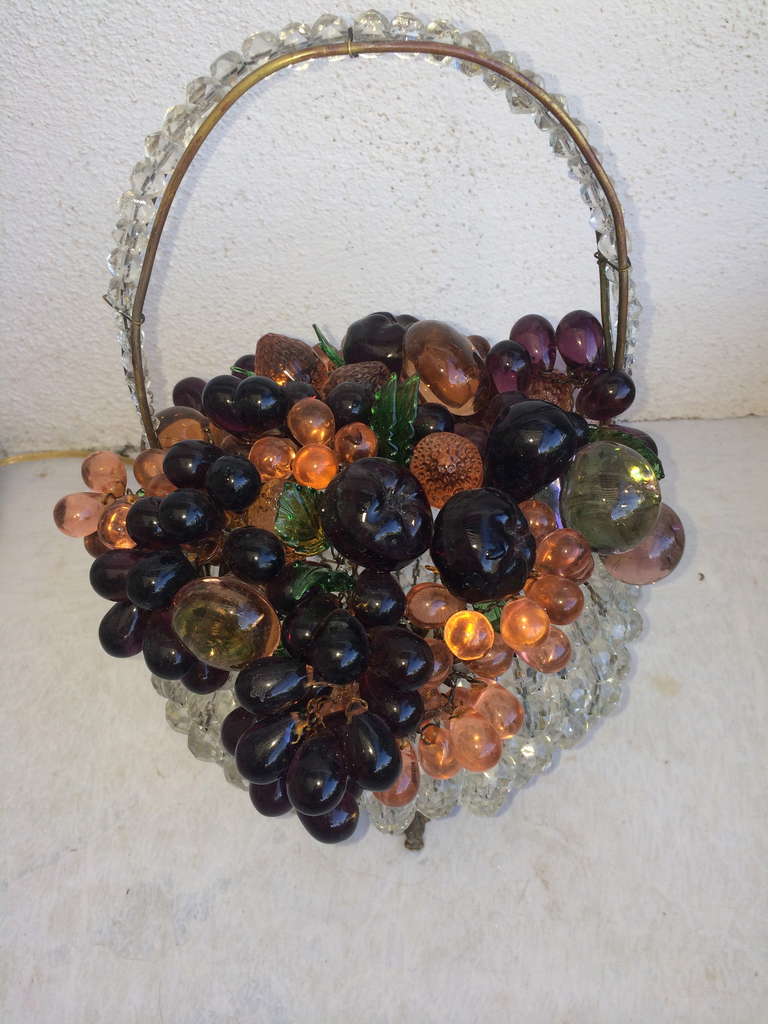 Vintage Czech Glass fruit Basket Lamp