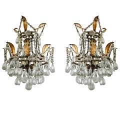 Pr.Italian Gilded Tole Chandeliers