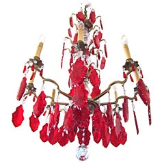 Antique 19c Italian RED Chandelier